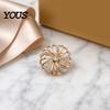 Solid Metal Brooch Pin, Hollow Swirl Flower Pattern Lapel Pin with Rhinestones Inlaid, Durable Spiral Petals Design Versatile Badge for Coats