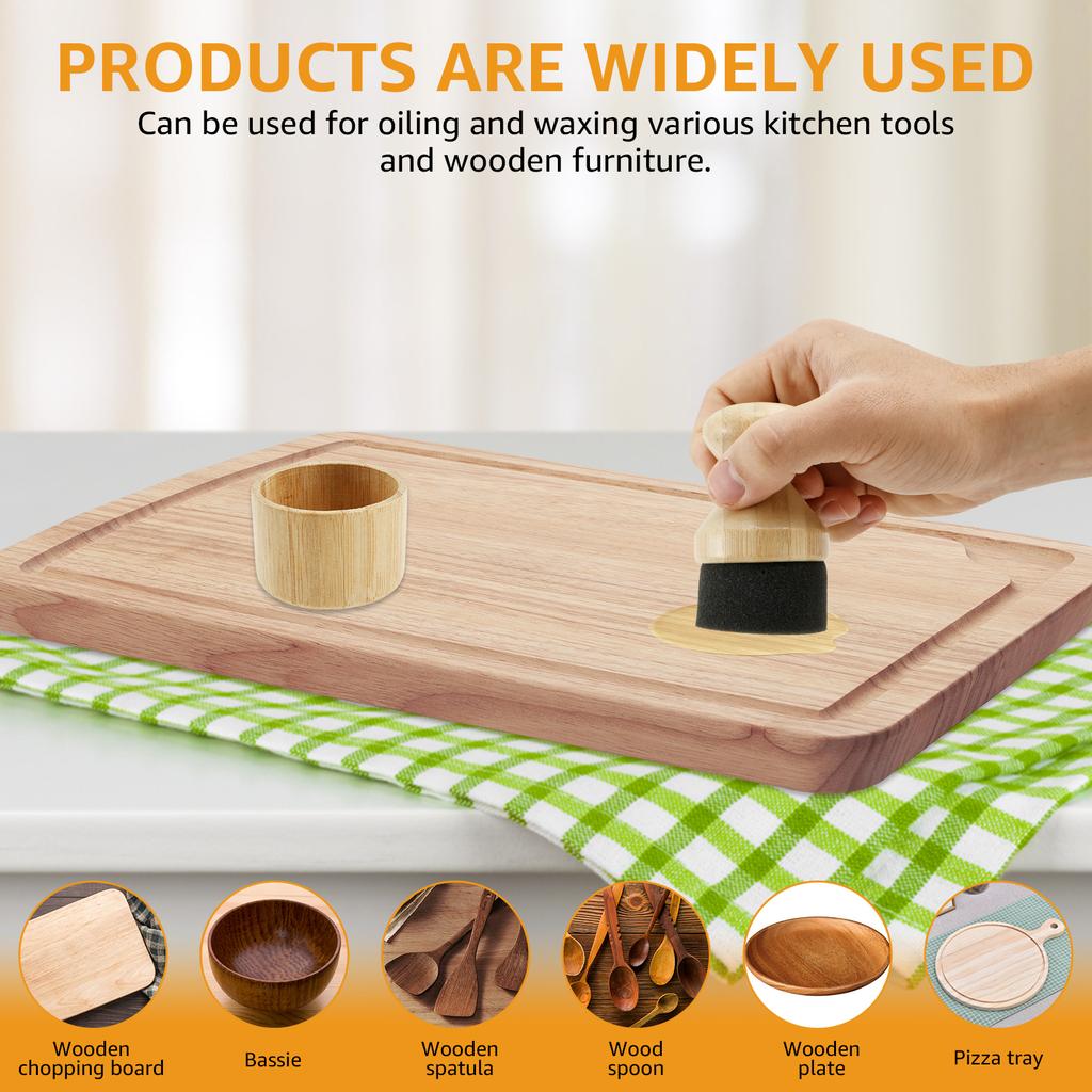 Cutting Board Oil Wax Applicator Wood Mineral Oil Applicator with Lid & Ergonomic Handle Multi-role Butcher Block Oil Applicator