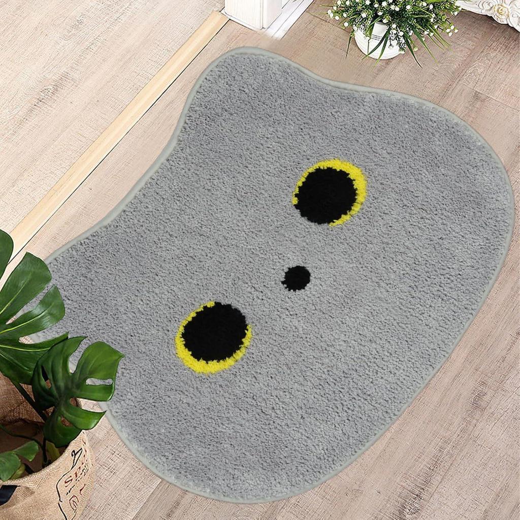 Temu Faux Cashmere Cat Bathroom Mat: Absorbent, Non-slip, Easy Care