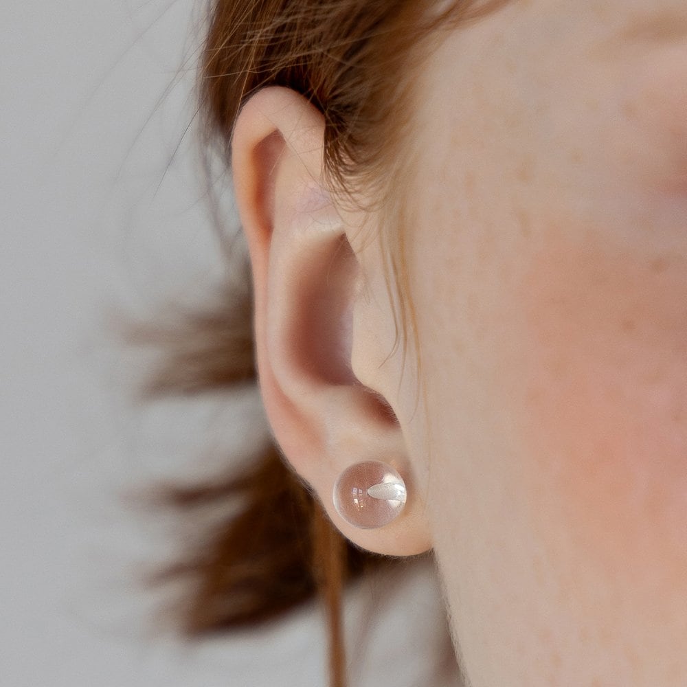 (925 Silver) Basic Clear Stud Earrings Ec3231