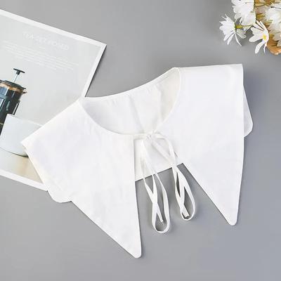 Women White Fake Collar Female Blouse Shoulder Doll Collar Detachable Shirt Collar Tie Necklace Bow Blouse Top Decorative