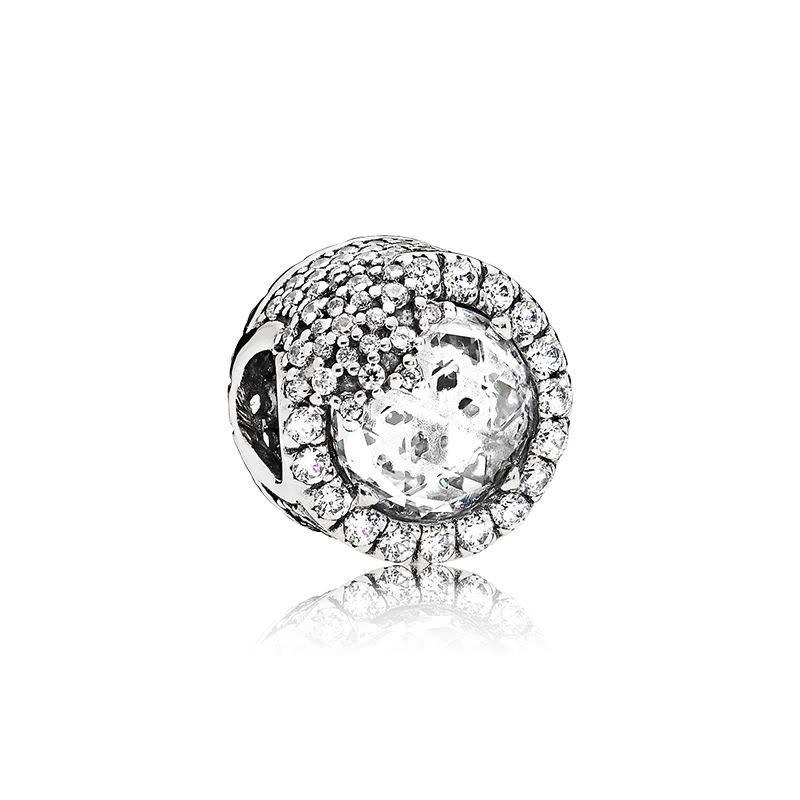 Pandora Fashion Silver Snowflake Decorated Round Bead 925 Silver Cubic Zirconia Pendant Women pendant 796358CZ Silver