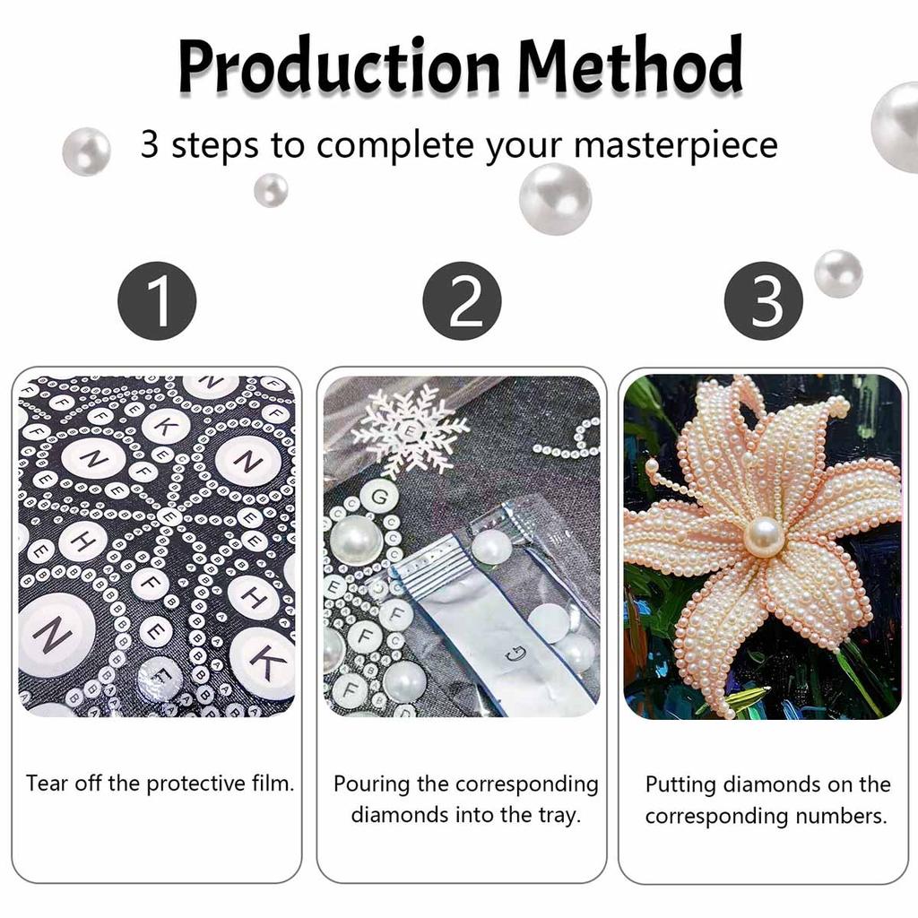 Pearl Flower Painting Handmade Creative Projects. Home Wall Decoration.