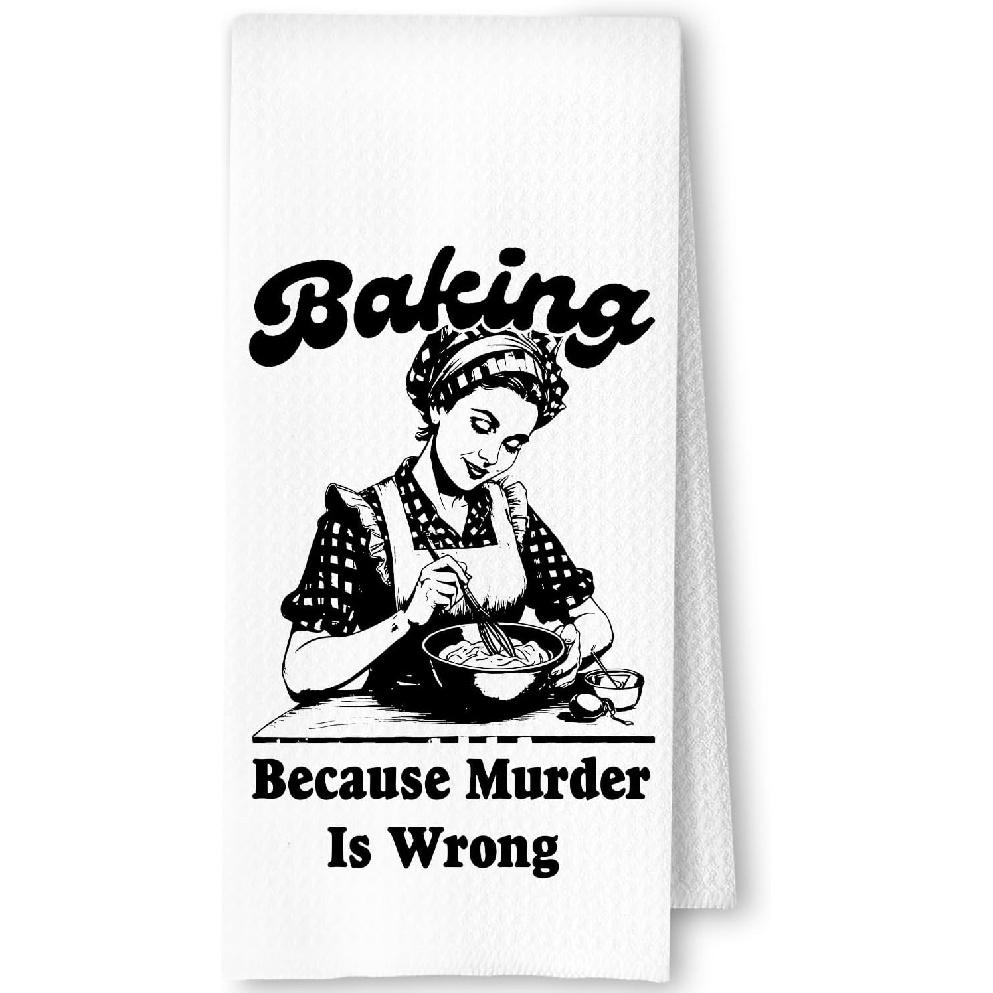 Retro Housewife Funny Baking Kitchen Dish Towels, Gifts for Baking Lovers, Baker Gifts for Women Hand Towels for Kitchen Decor, 16x24 Inch