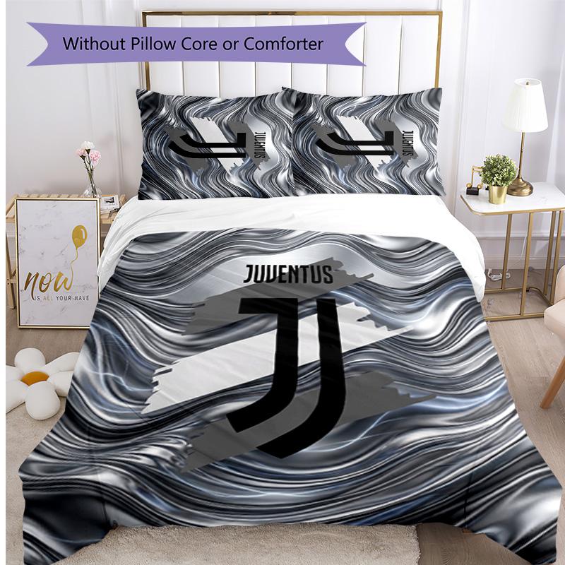 Set Biancheria da Letto 3 Pezzi con Stampa Pattern Juventus FC Morbido Delicato sulla Pelle Lavabile Copripiumino e Federe Set Stagione Unica Camera da Letto