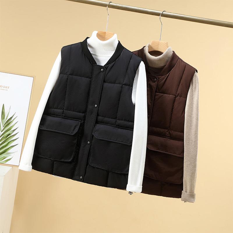 Ženy Podzim Zima Pevné Tlusté Outwear Vesta Bavlna Vycpaný Stojáček Límec Bunda Bez rukávů Kabát Vesta