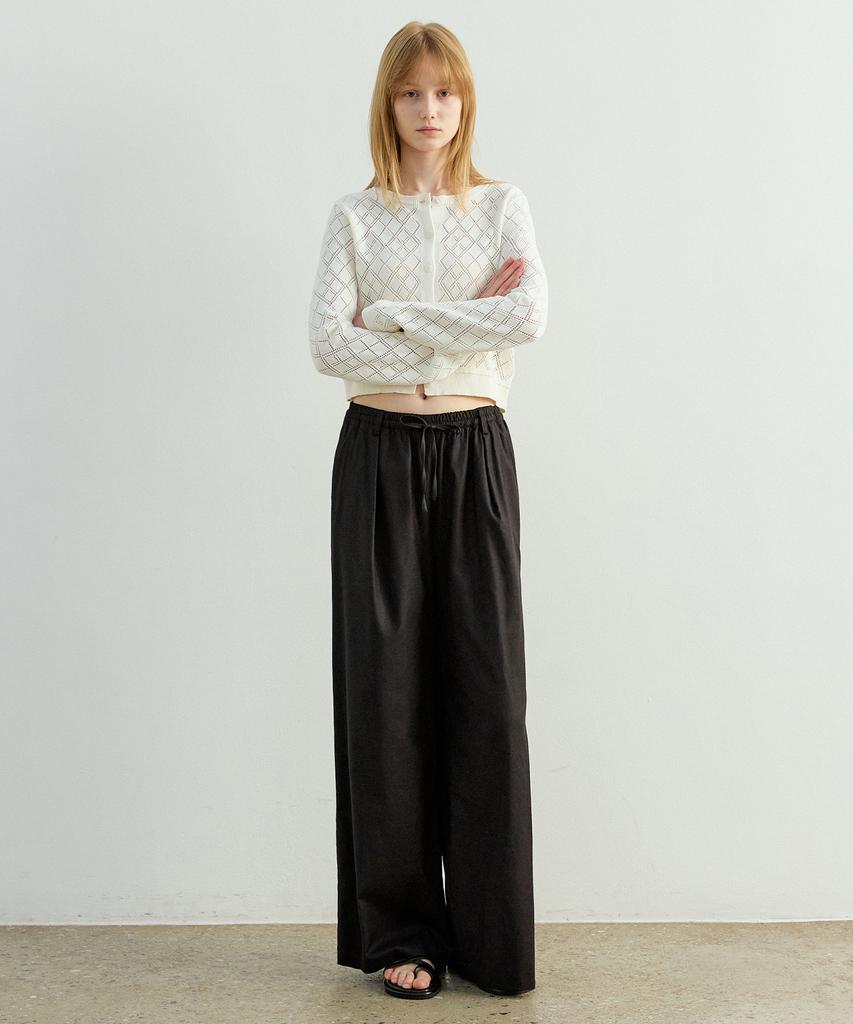 ARTID Linen Elastic Waist Wide Pants_Black