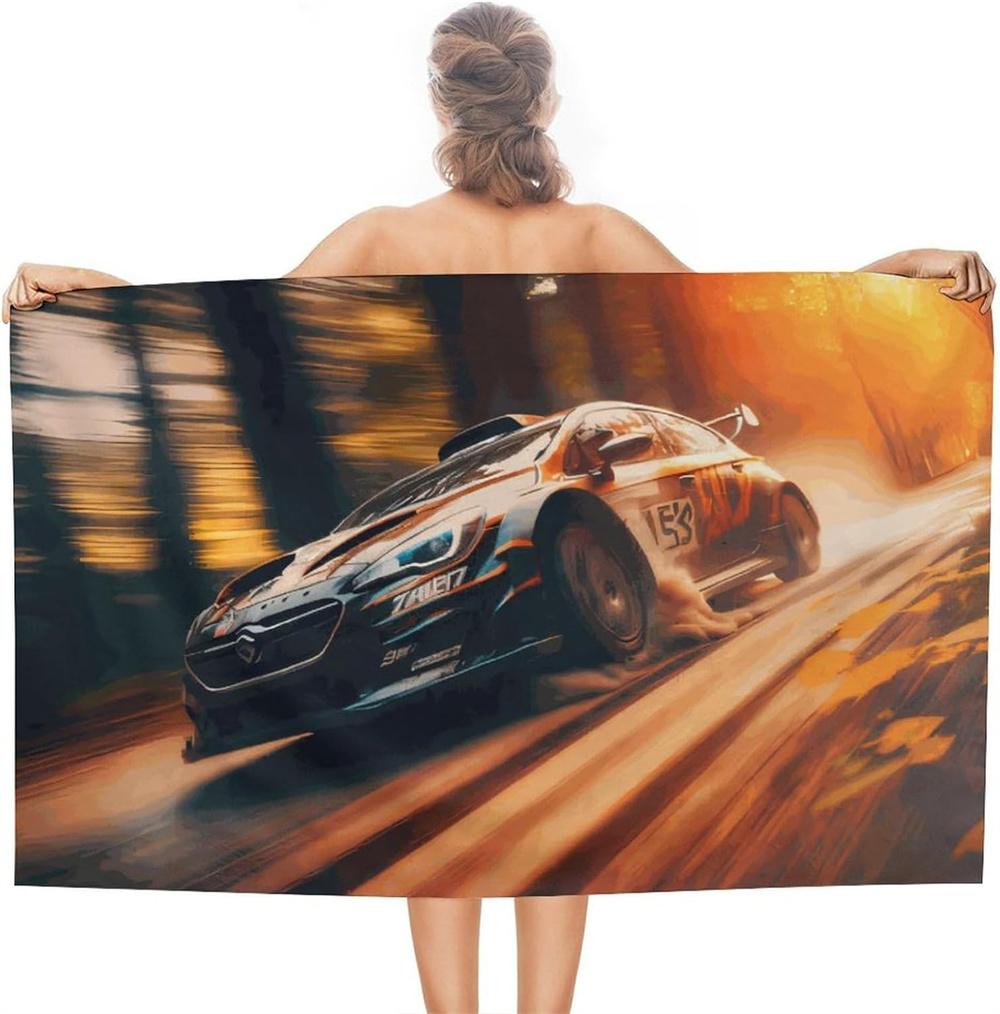 3D Racing Car Microfibre Beach Towel,Car Lightweight Beach Towels for Adults, Absorbent,Quick Dry, for Swimming,Travel or Bath