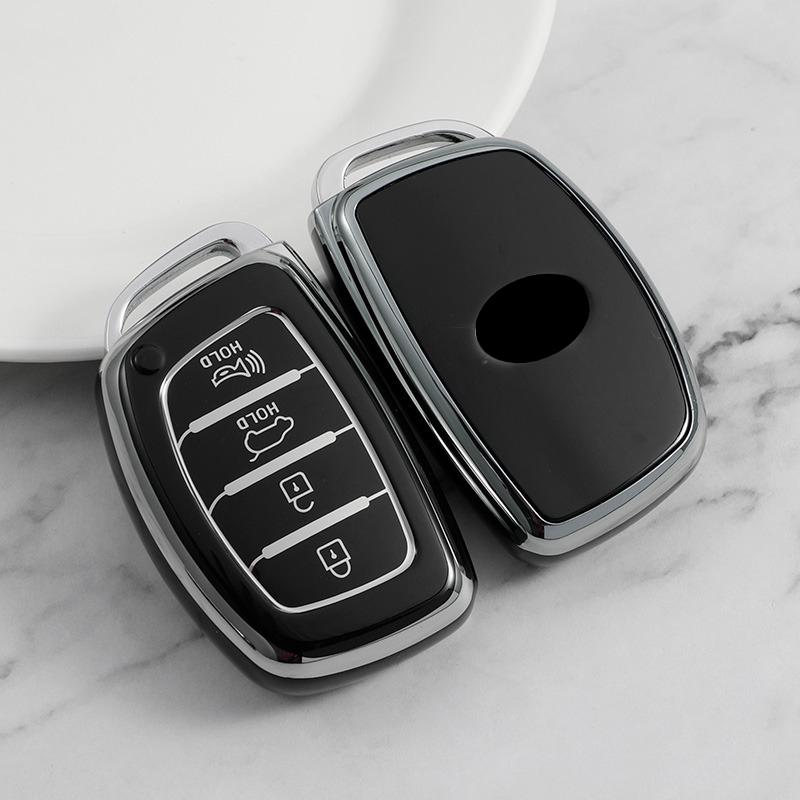 Car Key Case Cover for Hyundai Tucson Santa Fe Rena Sonata Elantra Creta Ix35 Ix45 I10 I30 I40 TPU 4 Buttons Fob Shell Protector