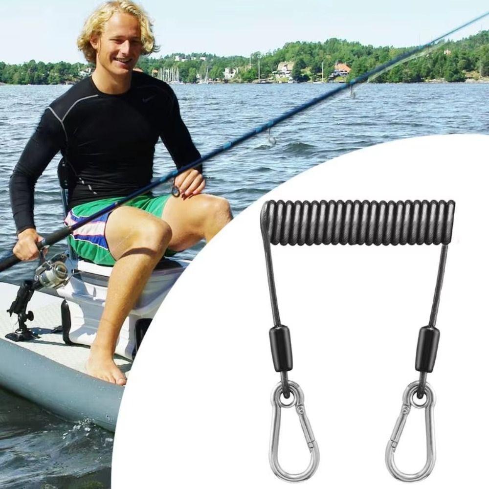 Anti-drop Fishing Lanyard Stainless Steel Spring Rope Fishing Fishing Safety Rope Outdoor Sports