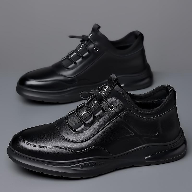 

Весна 2025 новые мужские деловые повседневные кожаные туфли мужские трендовые универсальные мужские туфли зеленые туфли 44 чёрный