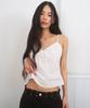 Limekeu Check Shirred Lace Ribbon Camisole White