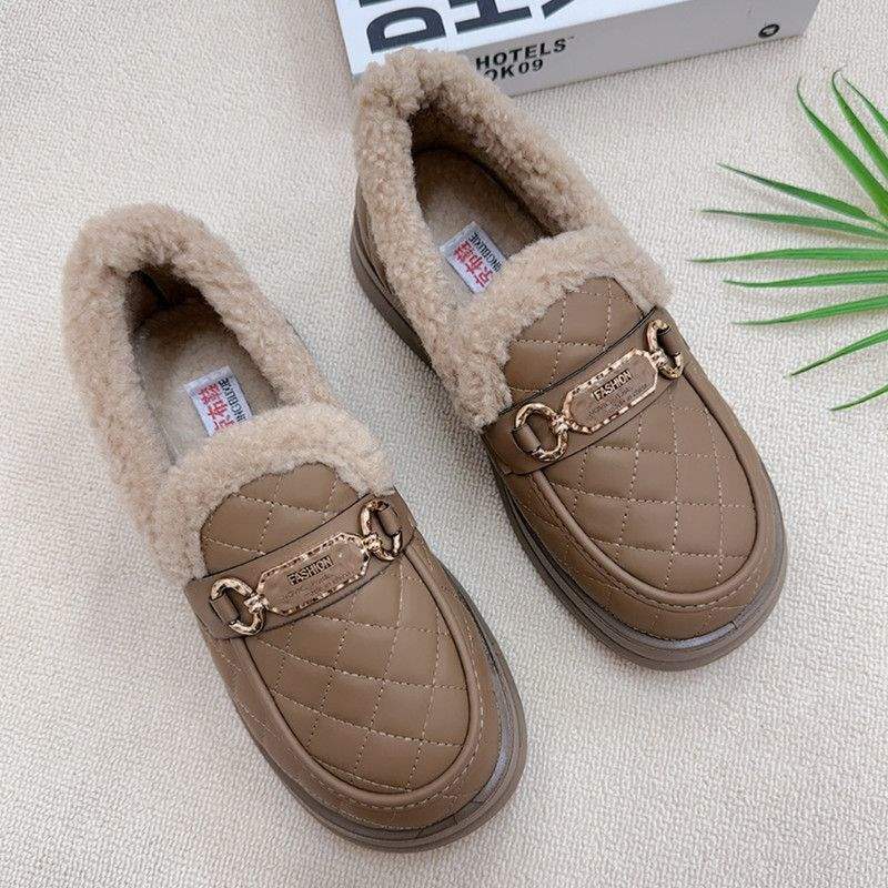 

Женские туфли на мягкой подошве лоферы женские зима 2025 новинка бархатные хлопковые туфли на одной педали туфли Дуду носить пушистые туфли 41