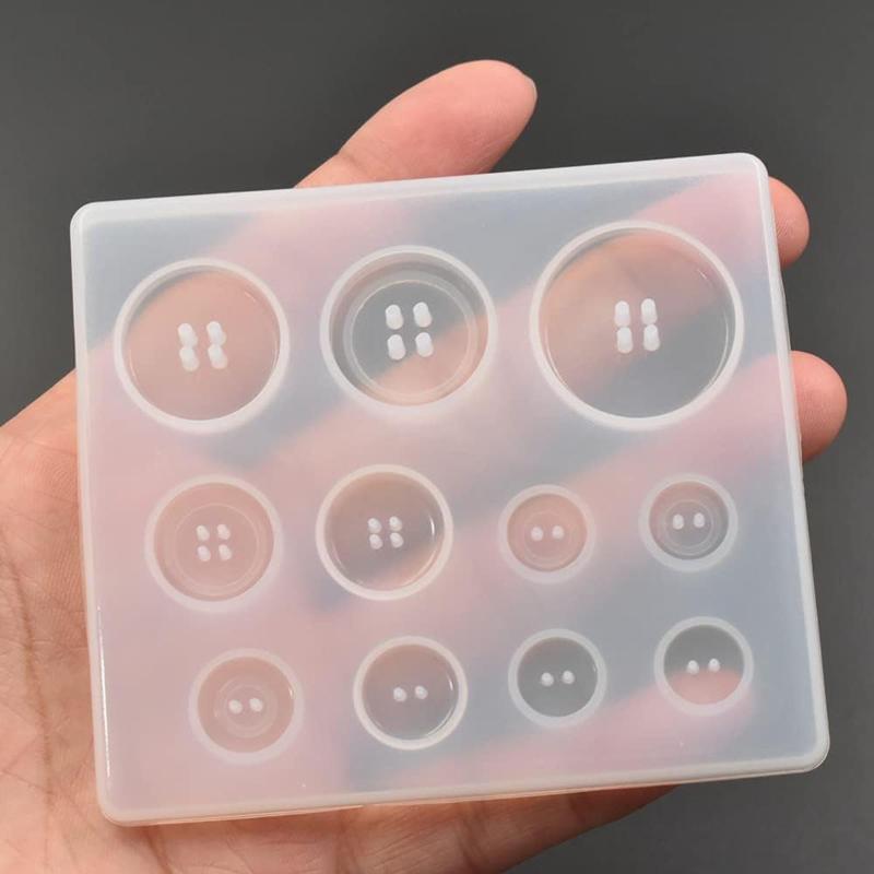 

White Silicone Button Mold 5 Pcs for Epoxy Resin Crafts DIY Jewelry Making Durable Decorative Buttons Versatile Designs. light green