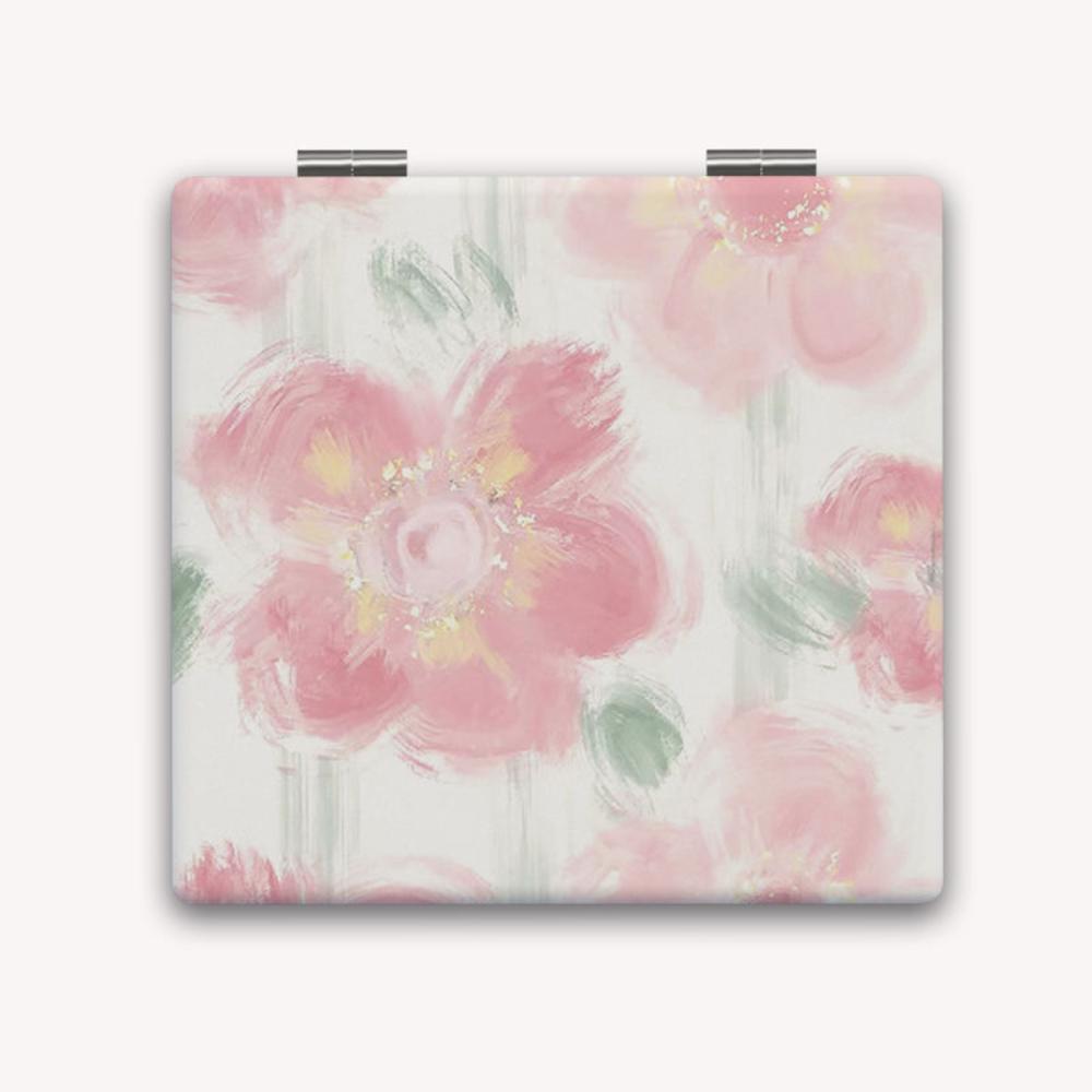 Ins Mini Flower Makeup Mirror Travel Hand Folding Double-sided Mirror Square Handheld Vanity Cosmetics Mirrors Women Girls Gifts