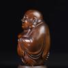 Sieben Glücksgötter Schmuckstück Holzschnitzerei Hotei Buchsbaumholz Antikfarben Buddha Statue Mini Hotei Schmuckstück Geldglück Amulett 8cm x Breite 5cm x Tiefe
