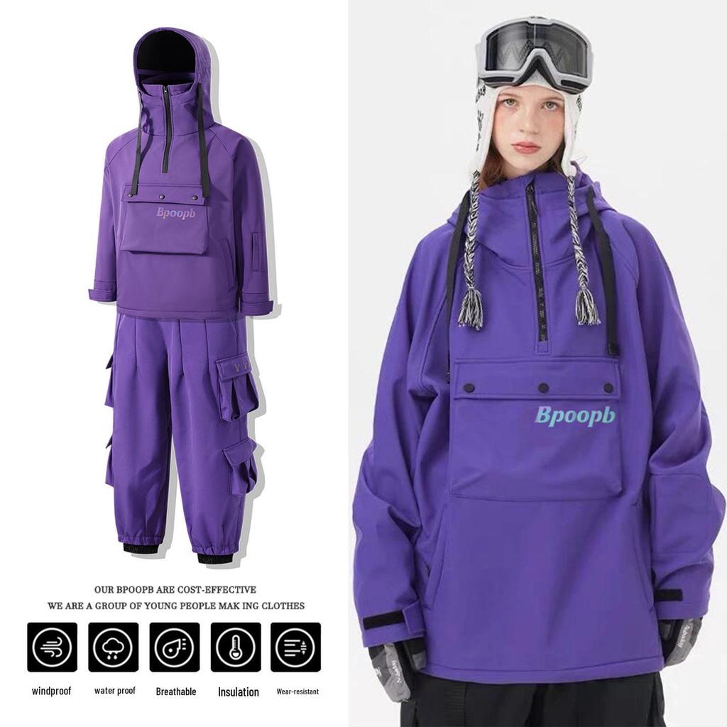 Unisex Windproof Waterproof Ski Suit – Warm, Loose-Fit, Plus Size Skiwear for Couples