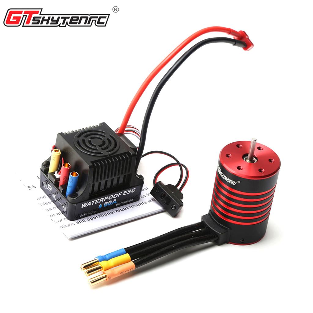 Motor Brushless GTSKYTENRC 3650 3600KV Motor à Prova d'Água ESC 60A Conector T para Carro RC 1 10 Caminhão