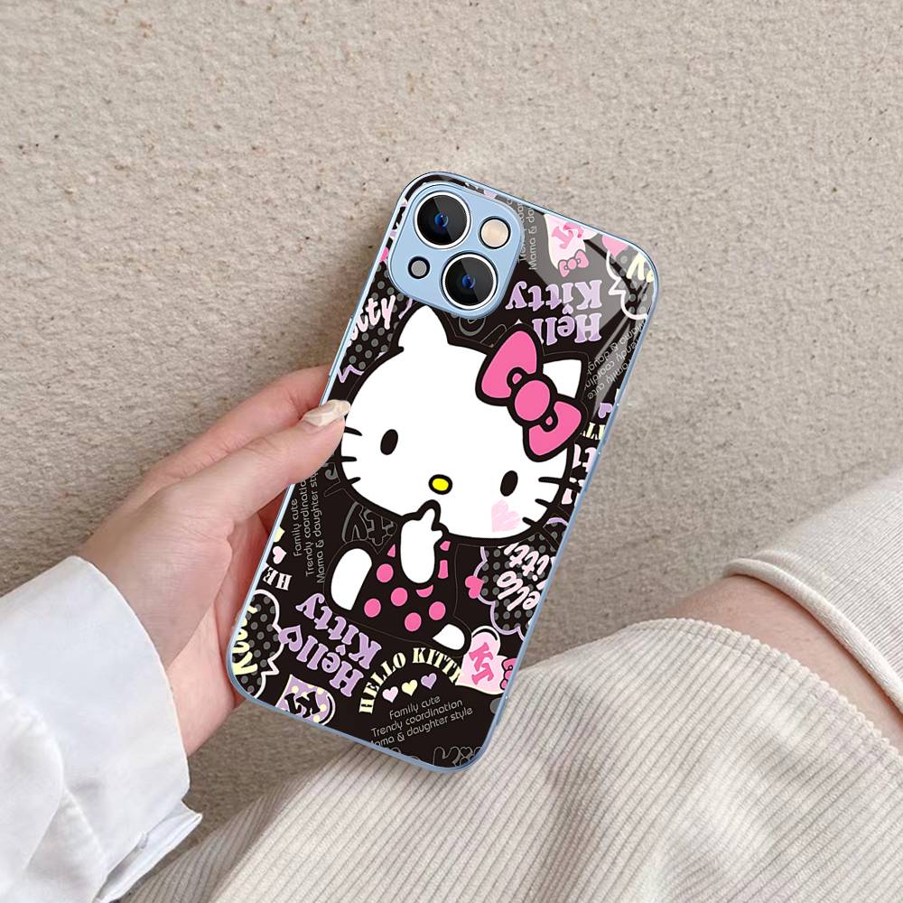 H-Hello Kitty For IPhone 14 13 12 Mini 11 Pro XS Max X XR 14 Plus Tempered Glass Cover