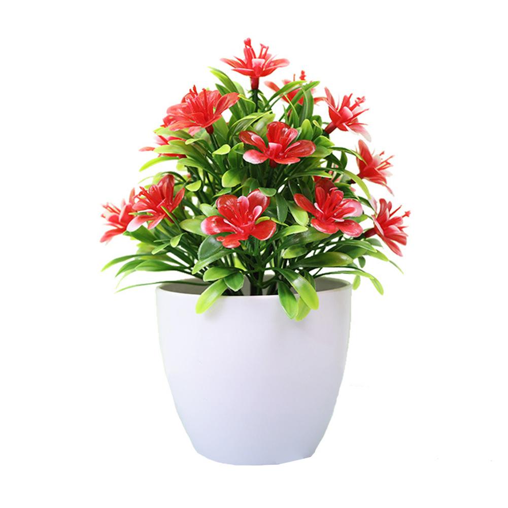Compact Design Faux Flowers Indoor Décor Potted Plant