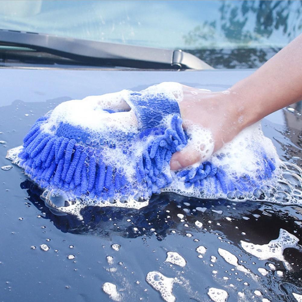 Auto Blue Microfiber Chenille Car Wash Sponge Care Washing Brush Pad Cleaning Tools Auto Washing Towel Glove Styling Accessories