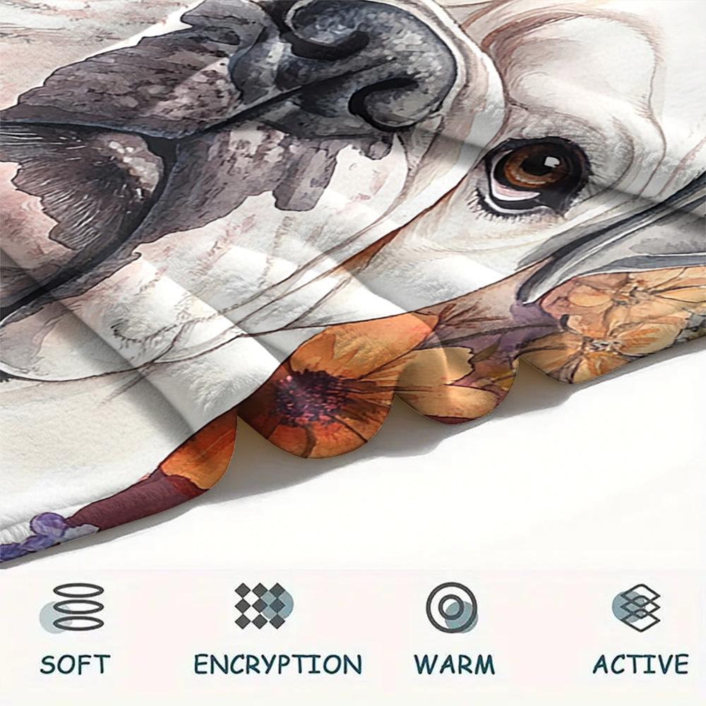 Bulldog Print Flannel Blanket, High quality Comfortable for All Seasons, Home Decor, Warmth and Comfort, Perfect for Christmas Gifts