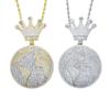 2022 Hip-hop Crown Map Pendant with Two-tone Zircon - European and American Style Jewelry.
