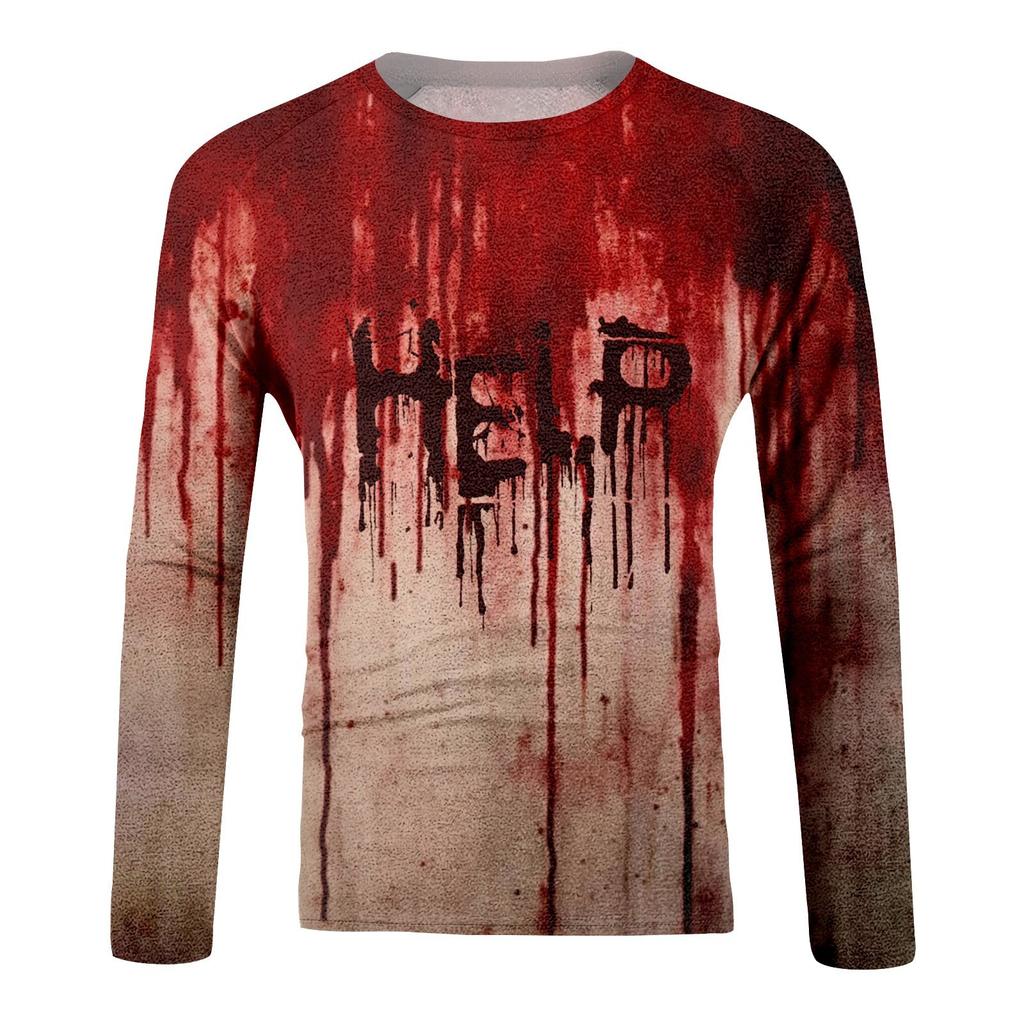 Halloween Print Raglan Sleeve Men's Long Sleeve Top
