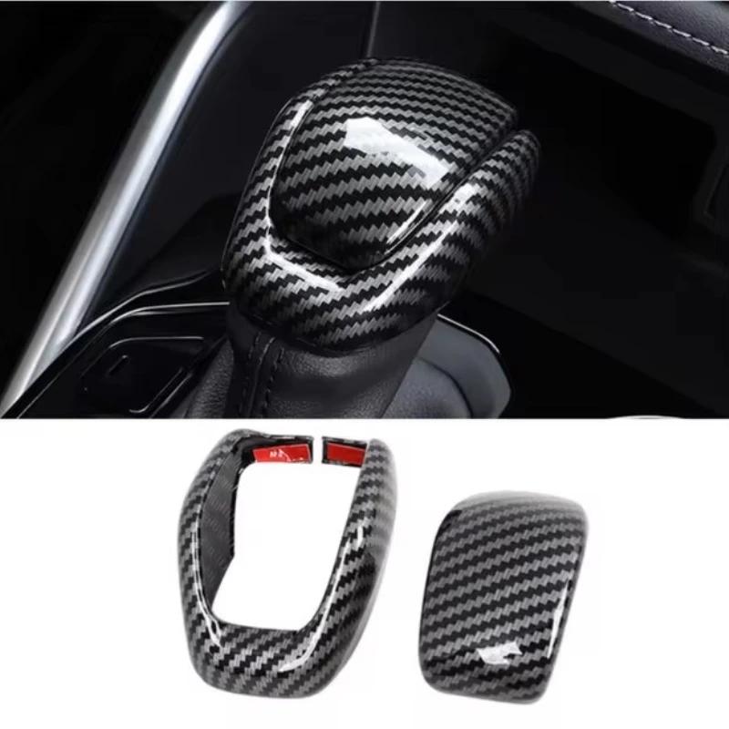For Toyota Grand Highlander 2024 2025 ABS Carbonfiber Black Chrome Gear Lever Head Shift Knob Handle Cover Interior Accessories
