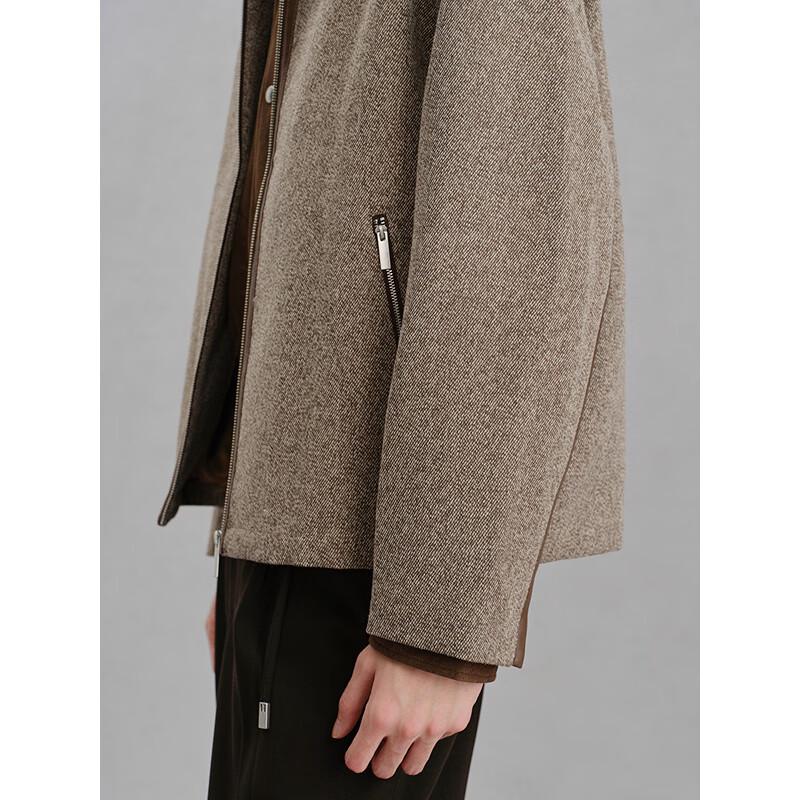 GXG Men's PU Leather Splicing Wool Blend Jacket