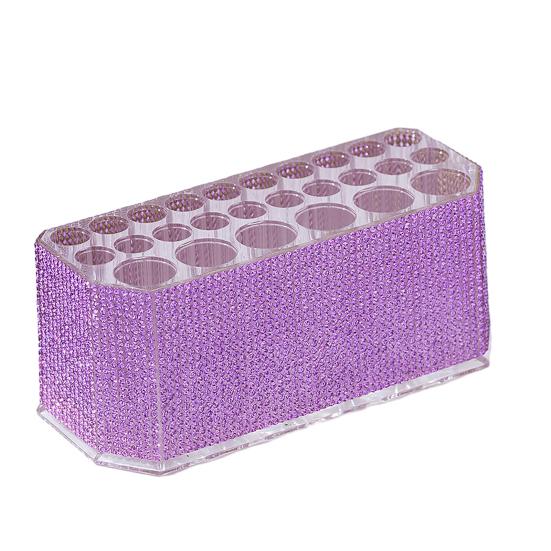 Rhinestone Acrylic Makeup Brush Holder 26 Holes Nail Brush Storage Box Desk Pen Organizer Display Stand for Cosmetic Tools Eyebrow Pencil Eyeliners