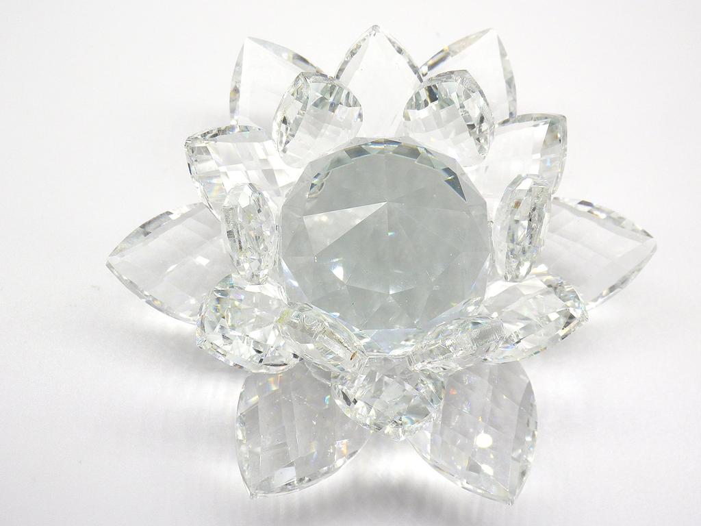 Lotus Flower Crystal Glass Ornament, Decorative Flower, Lotus, Feng Shui, Good Luck Suncatcher (10cm)
