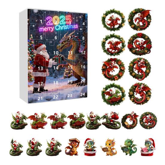 Advent Calendar Santa Claus Flying Dragon Design 24-Day Countdown Festive Family Activity Calendar Festive Atmosphere Enhancer