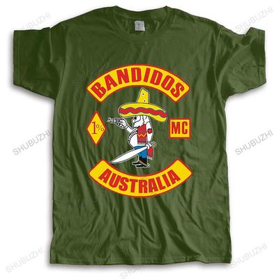 New Arrived Streetwear T Shirts Black Summer Tee Shirts BANDIDOS AUSTRALIA Funny High Quality Short Sleeve T-SHIRT Euro Size