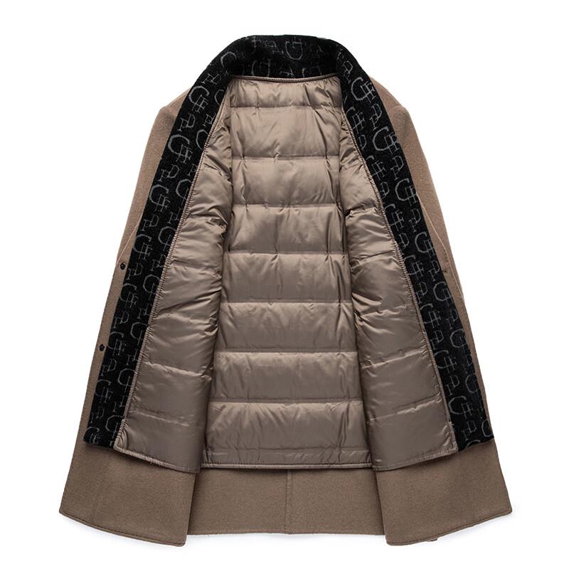 ROMON Men's Detachable Down Liner Wool Blend Overcoat