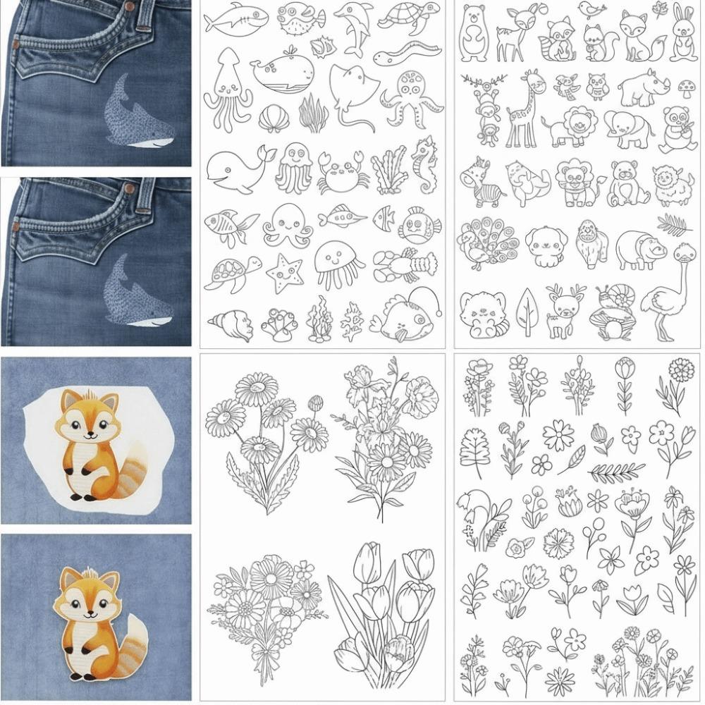 Water Soluble Flower Embroidery Patternser Animal Patterns Daisy Flowers Stick and Stitch Embroidery Paper Hand Sewing DIY