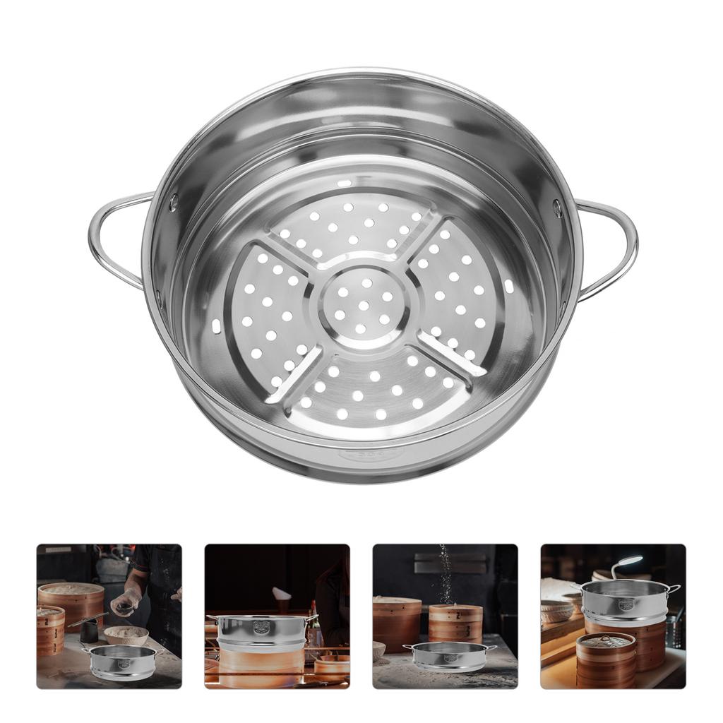 Set tacâmuri 22 cm Inducție Aburitor pentru bebeluși Coș pentru alimente cu capac Raft pentru mâner oală Bun