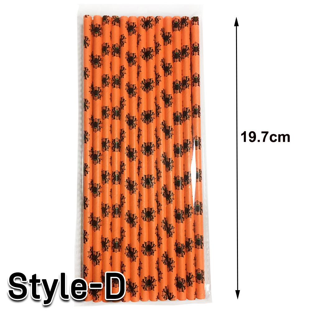 500pcs Halloween Party Favors Paper Straws Black and Orange Party Biodegradable Drinking Stripe Straws for Halloween