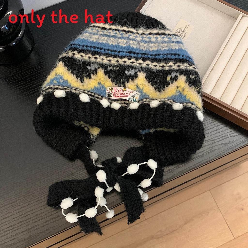 Vintage Knit Beret Wool Blend Warm Hat For Autumn Winter Women
