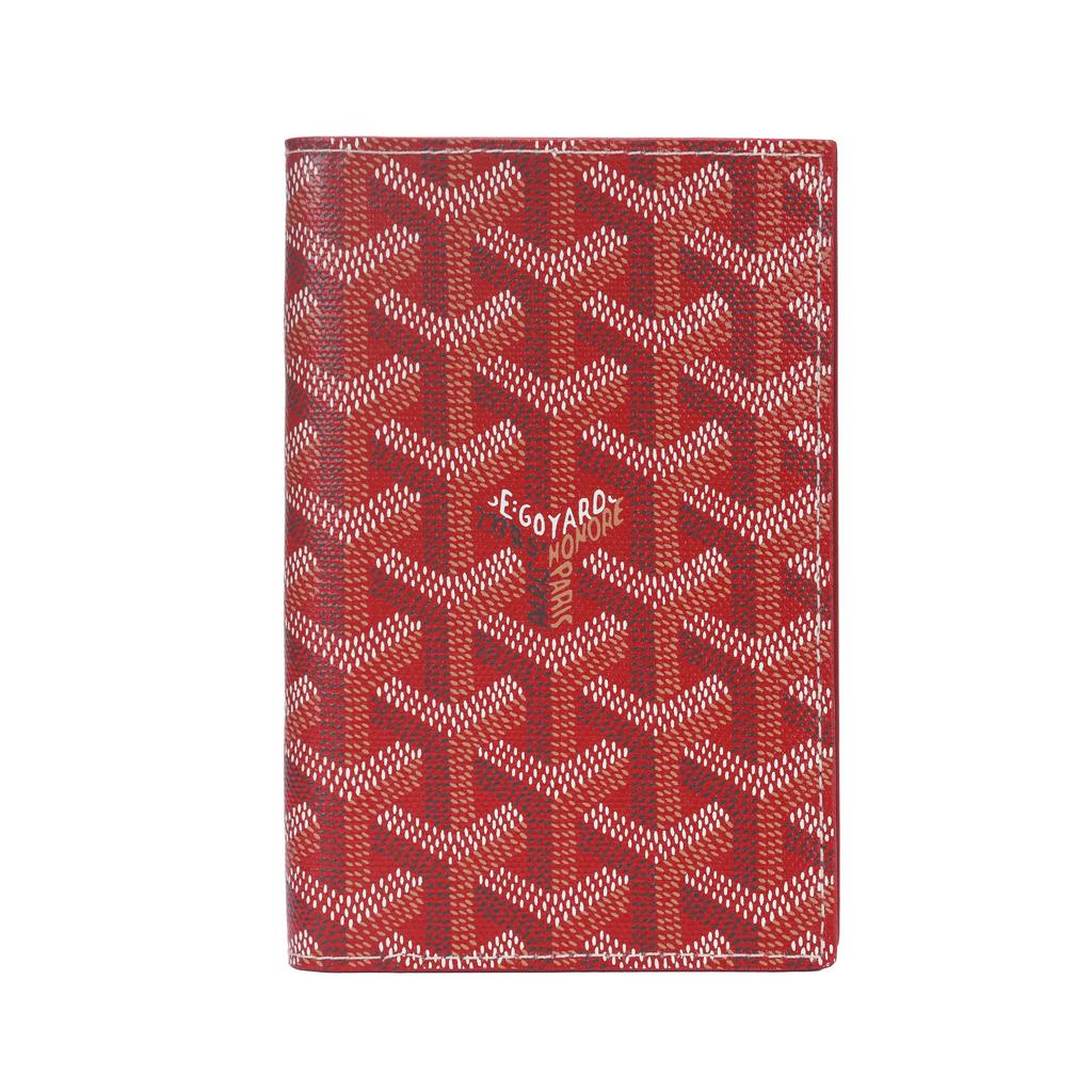 Goyard Grenelle Monogrammed Flap Pocket Canvas And Leather Card Holder Passport Holder Unisex Accessories Red GRENELPMLTY-02CL02X