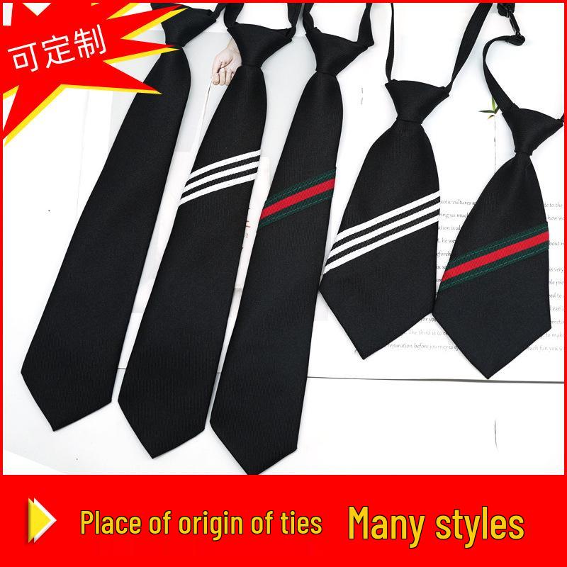 JK Women's No-Knot Black Stripe Academic Style Tie – Korean & Japanese School Uniform Accessory