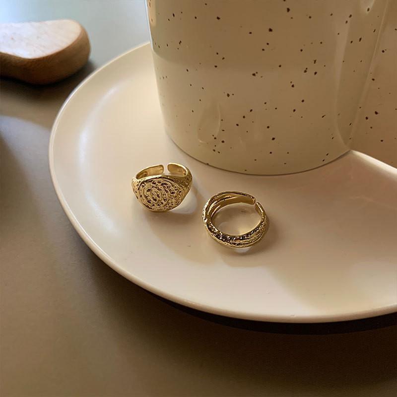 Trendy Delicate And Open Adjustable Ring With Vintage Meteorite Texture Perfect For Fashion Forward Women