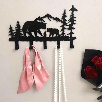 1pc Adorable Wall-mounted Metal Bear Key Hook Decoration For Hanging Clothes And Hats, Perfect For Decorating The Back Wall