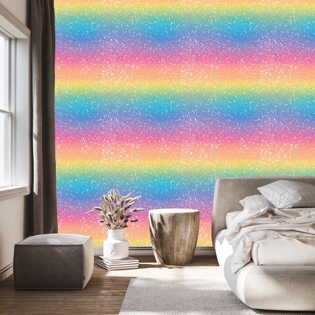 Blue, peach and powder pink glitter wallpaper 50x1000