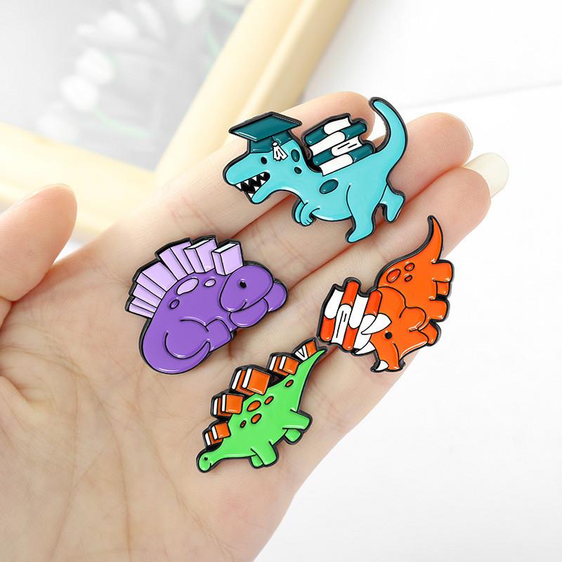 Cute Cartoon Charming Dinosaur Brooch Set Fashionable Pin Accessories For Bags Clothing