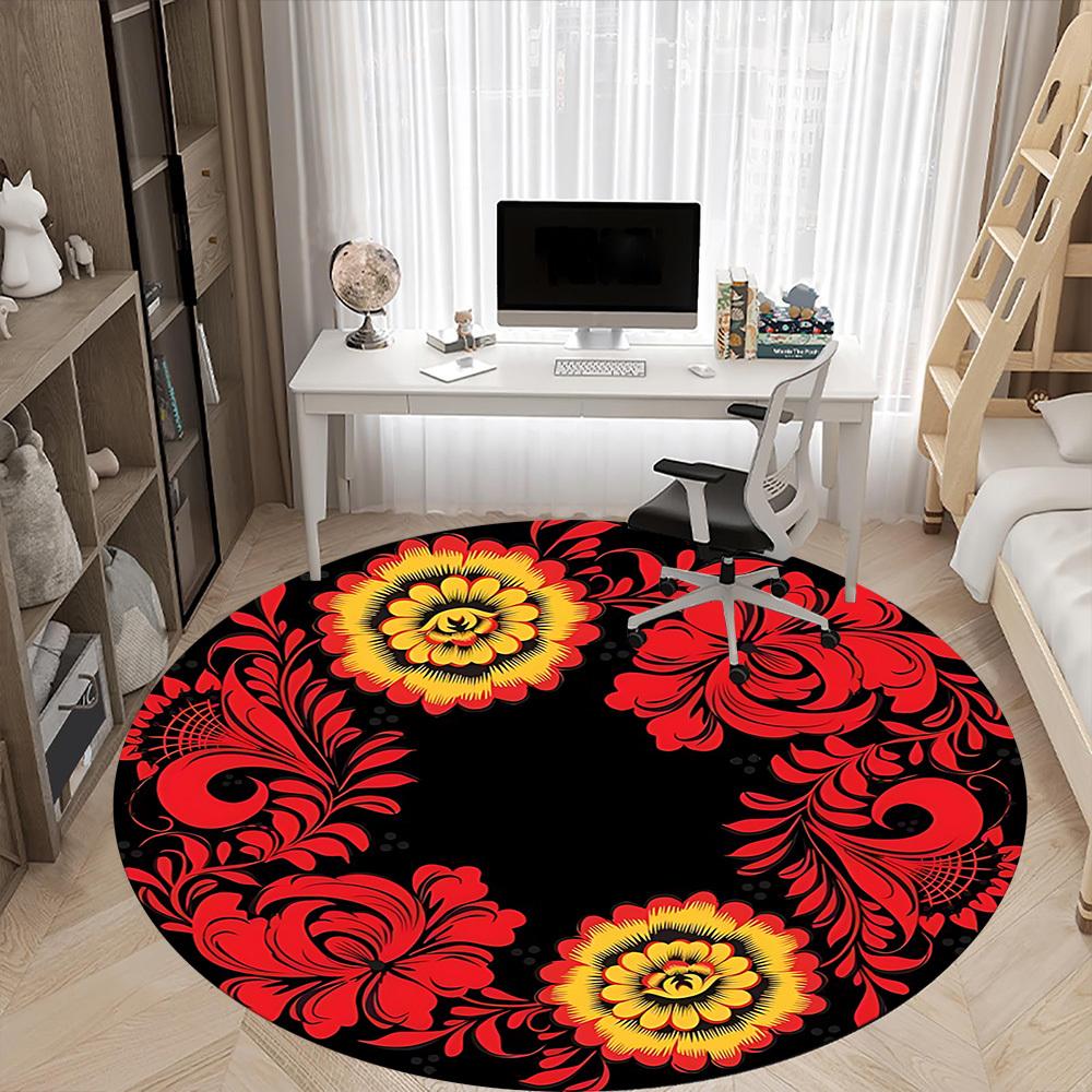 1PC Floral Pattern Chair Carpet for Office Non-Slip, Lightweight, Machine Washable Rug for Office, Sleeping, Room - Holiday DecorPolyester,