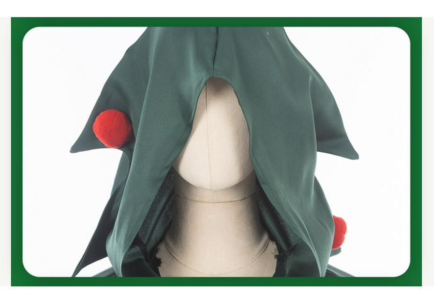 Dámský vánoční stromek s kapucí sukně kostým plášť