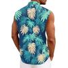 Herren Hawaiianisches Revers Button-down Hemd T-Shirt Top