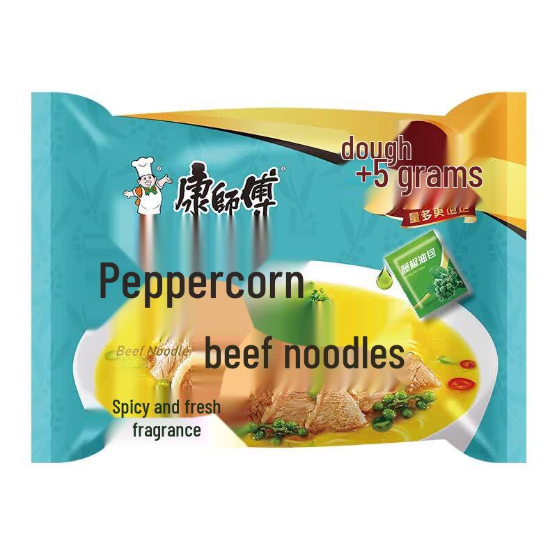 Kang Shi Fu Classic Green Pepper Beef Instant Noodles, 24-Pack