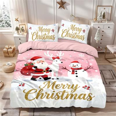3Pcs Santa Claus Printed Coreless Down Comforter Set With Soft Bedroom And Dormitory Decorations In Various Sizes